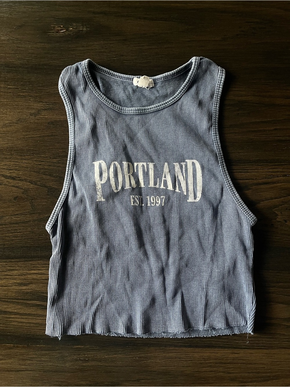 Garage Ribbed 'Portland' Crop Tank Top in Blue